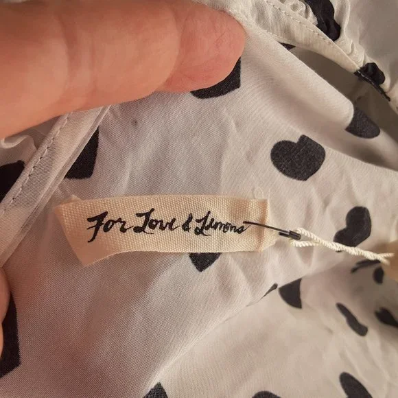 FOR LOVE & LEMONS SAMPLE “WILLOW” HEART PRINT LONG SLEEVE TOP SIZE S - Picture 5 of 5